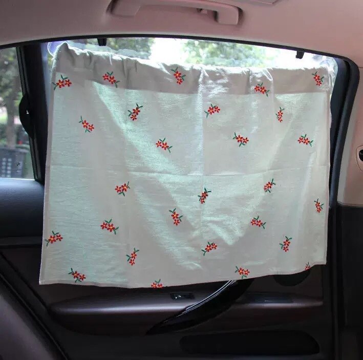Ins Style-cortina bordada para coche de bebé, parasol de protección solar para ventana, protección UV para niños: 1