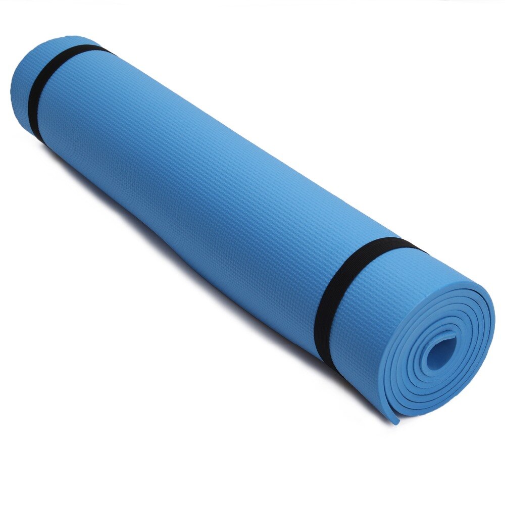 Premium 6MM Thick EVA Yoga Exercise Mat Fitness Aerobic Gym Pilates Camping Mat Non Slip with Carry Strap: Blue