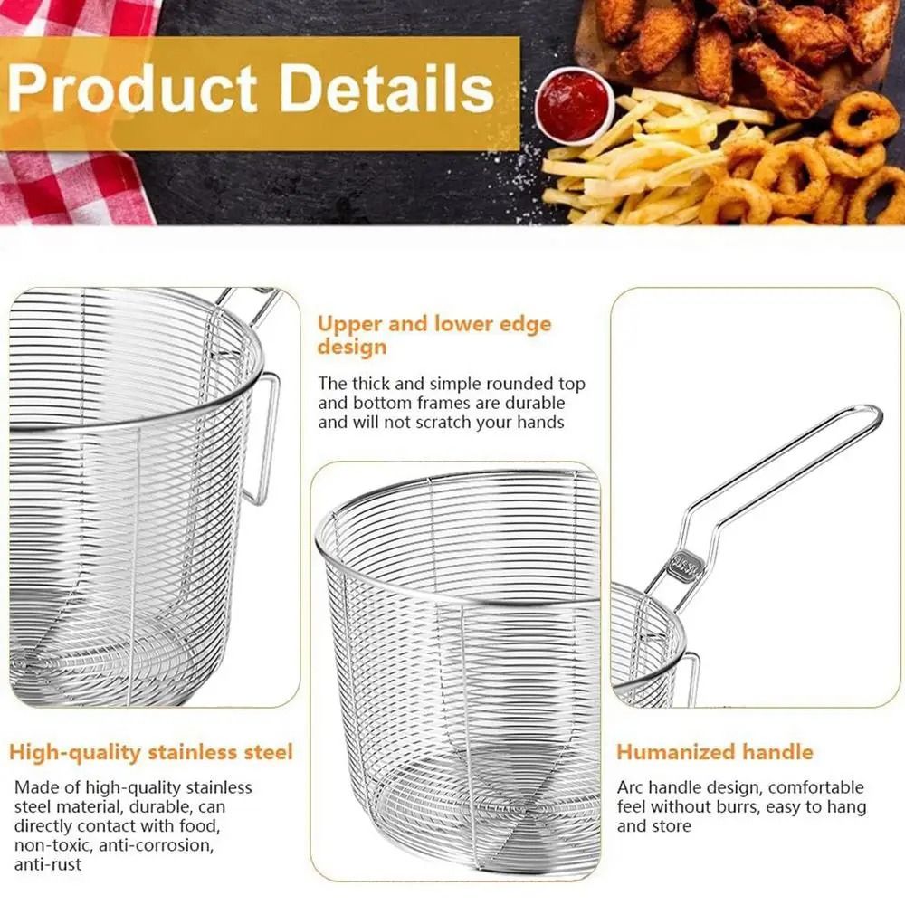 1 Stücke 304 Edelstahl Chip Servieren Frittierkorb mit Griff Mini Sieb Gittergewebe für Knödel Pommes Frites