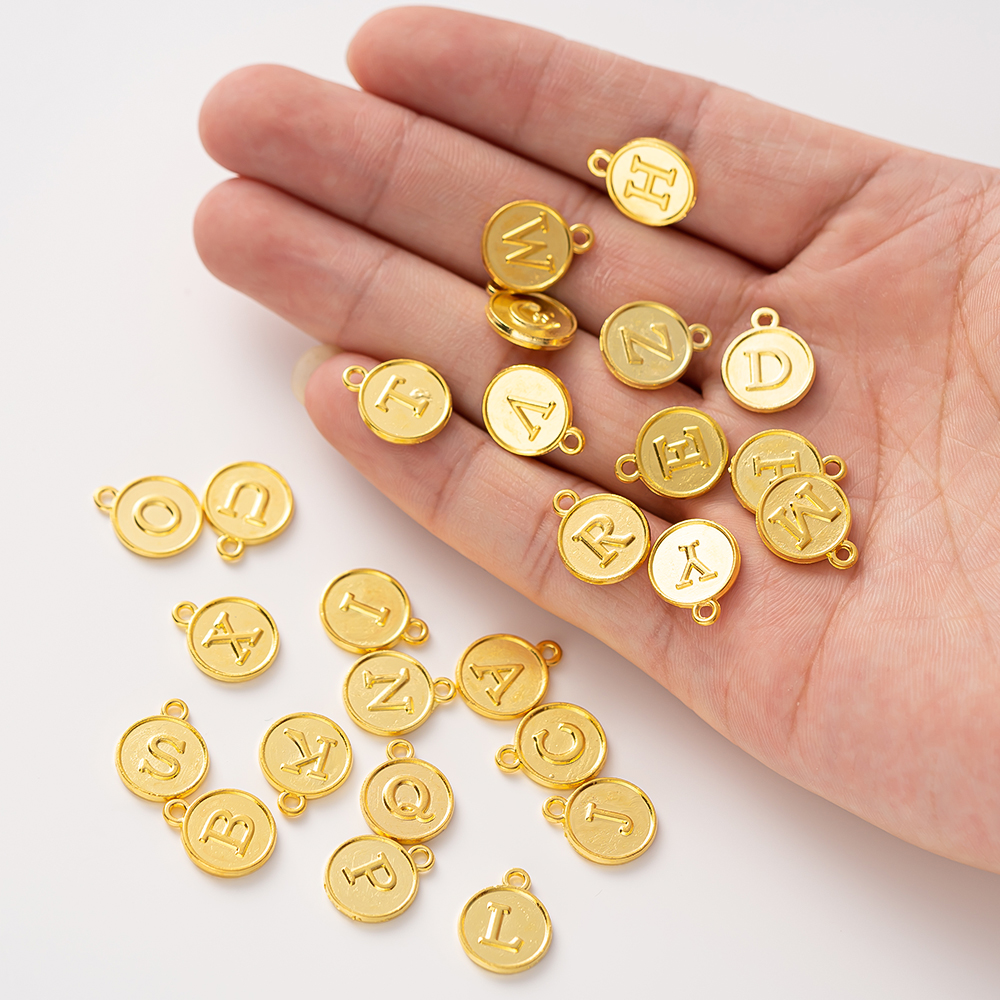 Juego de colgantes con letras del alfabeto de A-Z para mujer, pulsera y pendientes hechos a mano, accesorios para hacer joyas, suministros, 12mm, 1 Juego