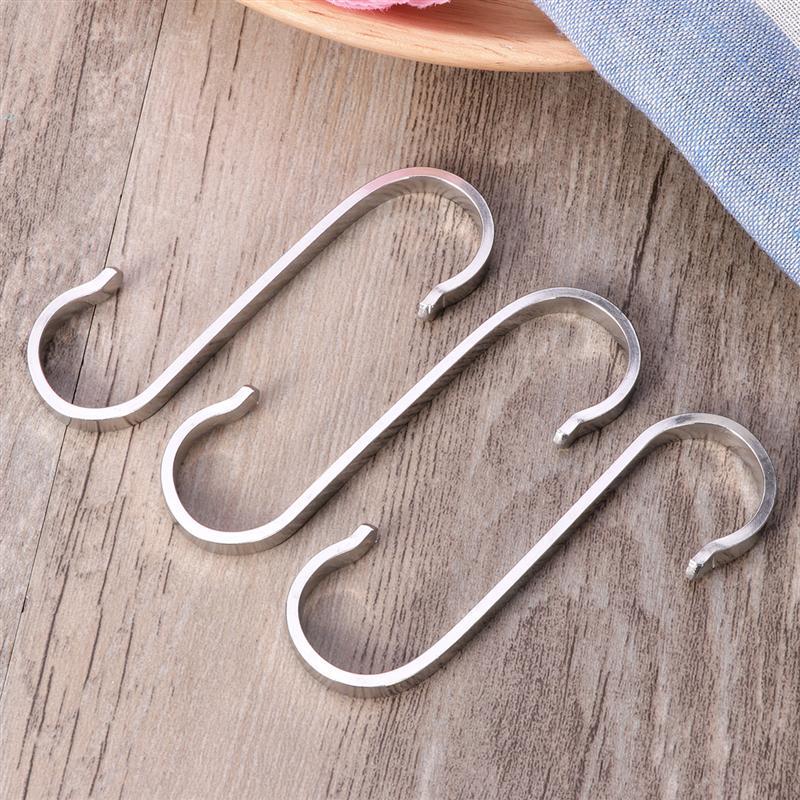 6pcs S Hooks S Shape Metal Hooks Heavy Duty 304 Stainless Steel Flat Hooks S Shape Hangers For Hanging Plants Pots Pans Closet