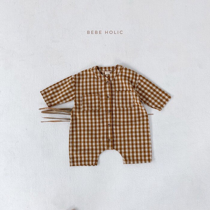 Newborn Baby Girl Boy Clothes Autumn Long Sleeve Plaid Romper Baby Girl Boy Cotton Soft Jumpsuit Overall Outfits