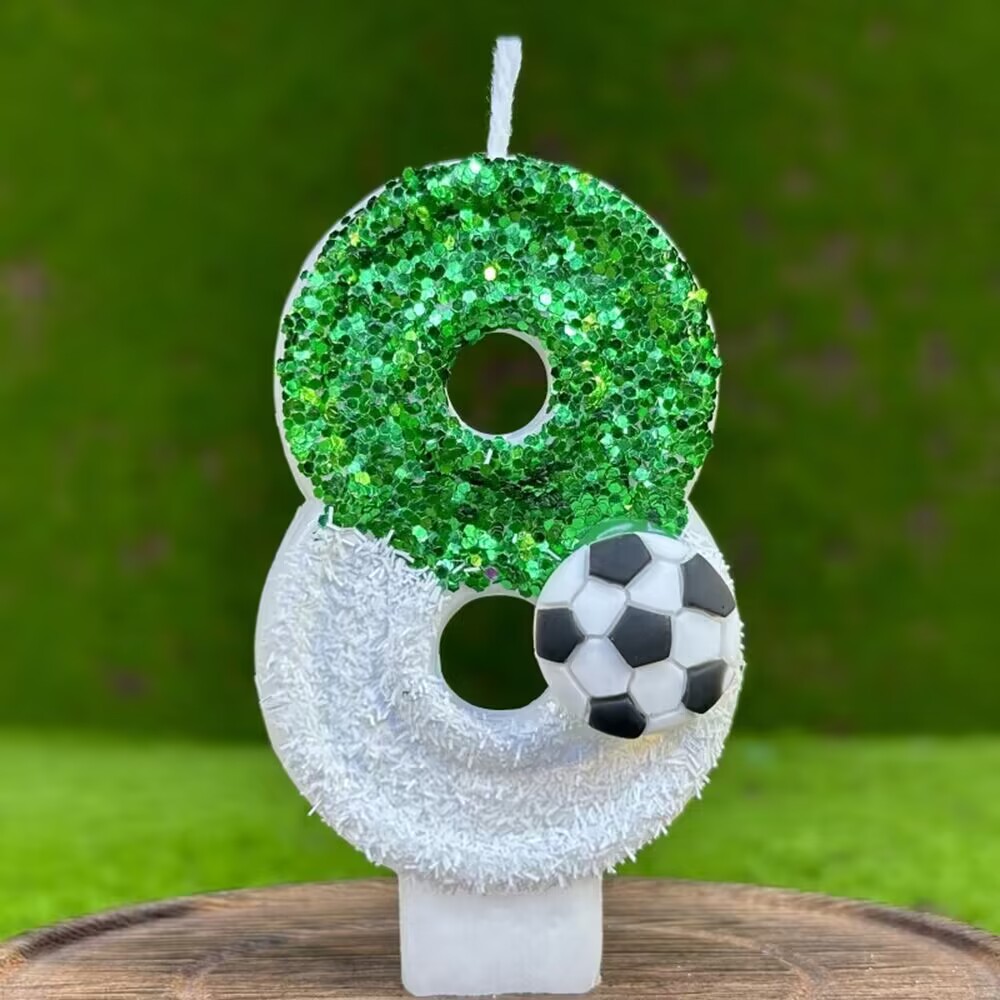 1PC Happy Birthday Football Candles Cake Soccer Candles Number 0-9 Digital Candle Party Wedding Cake Candle Party Cakes Deco: Fluorescent Pink