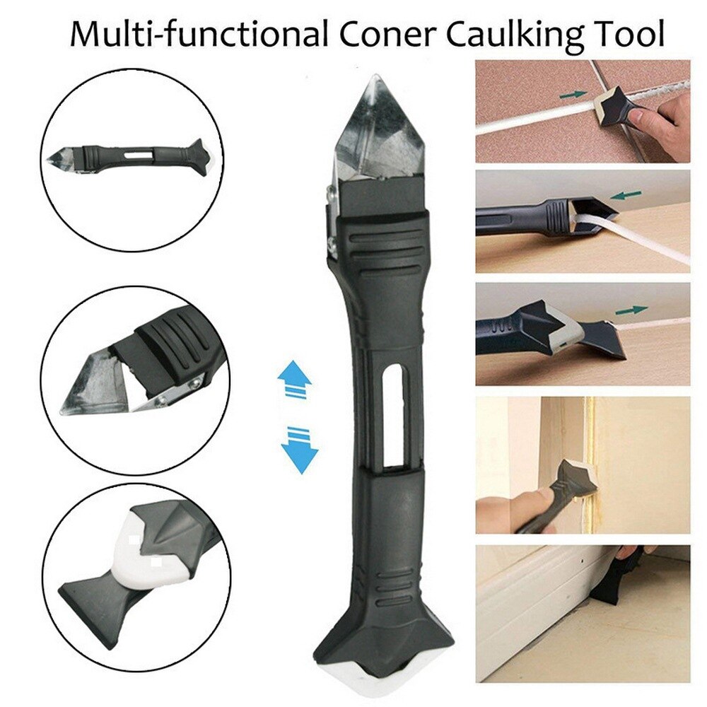 3 In 1 Silicone Caulking Tool Scraper Sealant Remover Tool Set Caulking Trimmer Smooth Stainless Steel/plastic Hand Tool