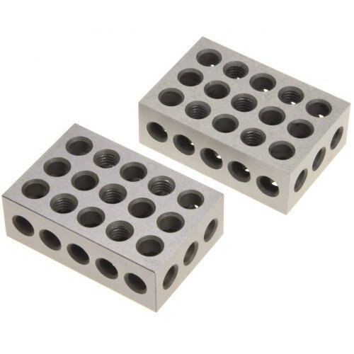2Pcs Precision Blocks Hardened Steel 1-2-3 Blocks 0.0001" Precision Matched Machinist 123 Milling Tool 23 Holes 25-50-75mm BLOCK