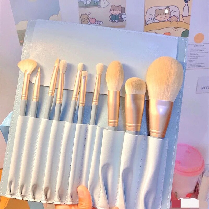 Women's 10 Makeup Brush Set Loose Powder Brush Eyeshadow Refresh Hand Student Full Set of Beauty Brushes