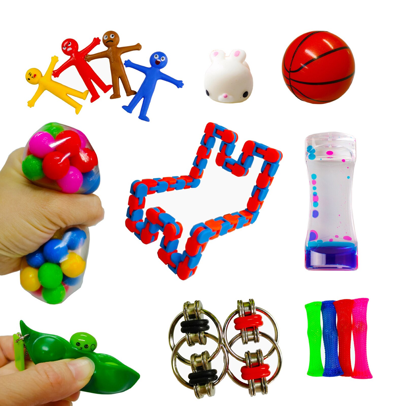 Fidget Toy Set - 16-24 Piece Assortment - Sensory Stress Relief Toys for Adults, Kids: 16pc