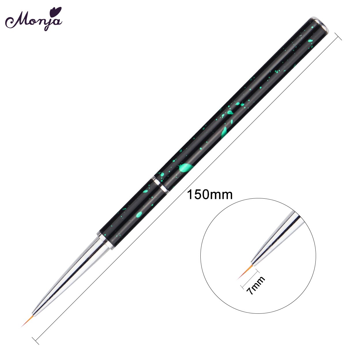 Monja 8 Stijlen Nail Art Franse Strepen Lijnen Lijn Borstel Extension Builder Acryl Uv Gel Tekening Carving Pen Manicure Tool: 7mm Liner Brush