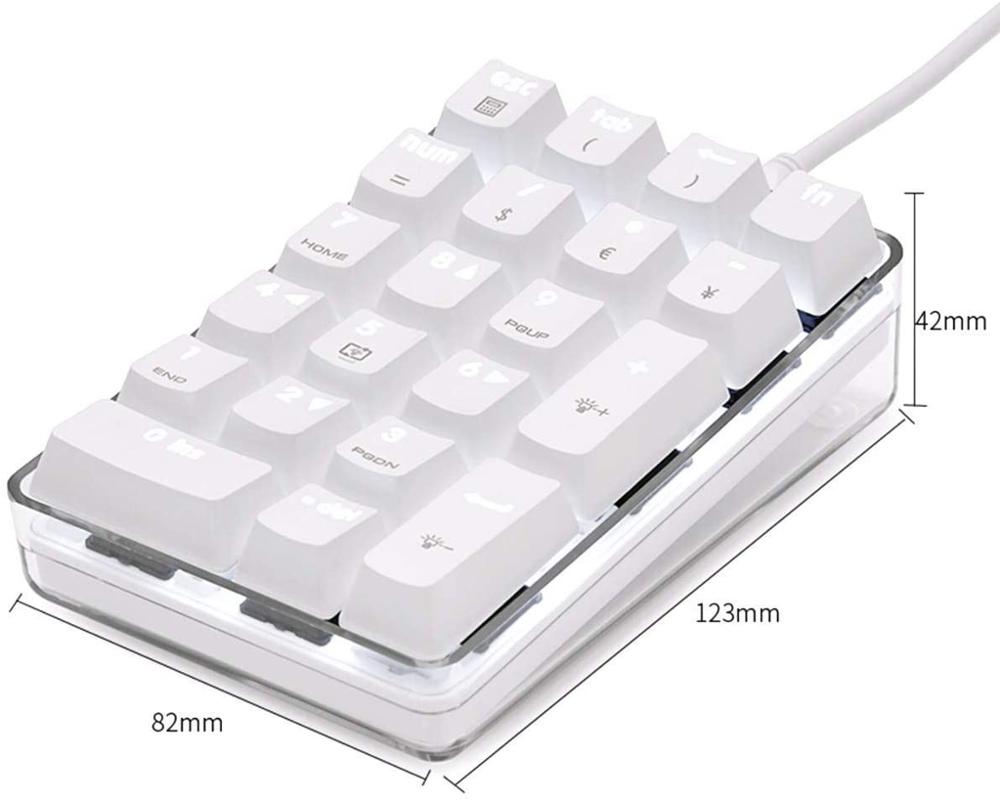 Pavé numérique, clavier numérique filaire USB mécanique avec pavé numérique à 21 touches rétroéclairé blanc pour ordinateur portable ordinateur de bureau approuvé