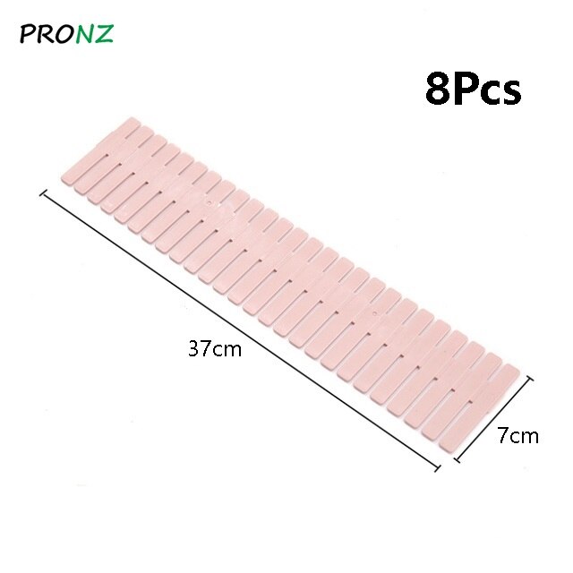 Drawer Organizer DIY Adjustable Storage Partition Board Plastic Drawer Divider Combination Partition Board Space-saving: 8Pcs--Light Pink