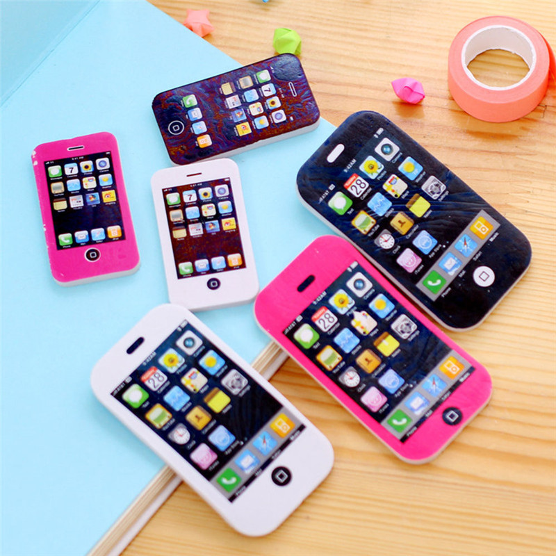 2pcs/lot Big Size iPhone Shaped Rubber Pencil Erasers Students Stationery