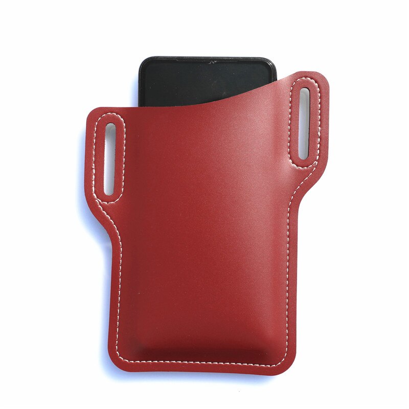 Men Cellphone Loop Holster Case For iPhone 12 11 Pro Max Cover Universal Leather Holster Belt Clip Pouch Phone Bag Purse Wallet: Red