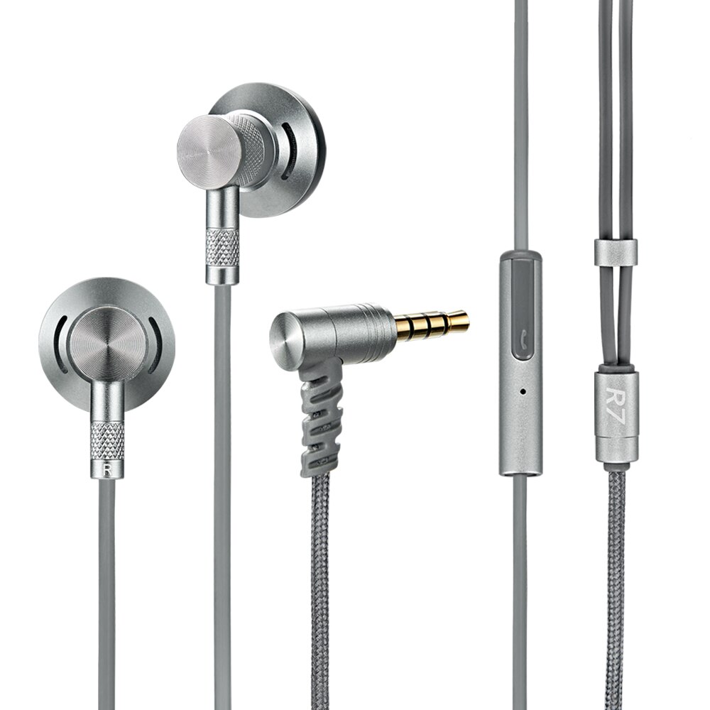 Memt R7 Cnc In Ear Oortelefoon 3.5Mm Stereo Met Mic In Ear Headset Oordopjes Hifi Bass Oortelefoon Memt T5 t6 R1: Silver with mic