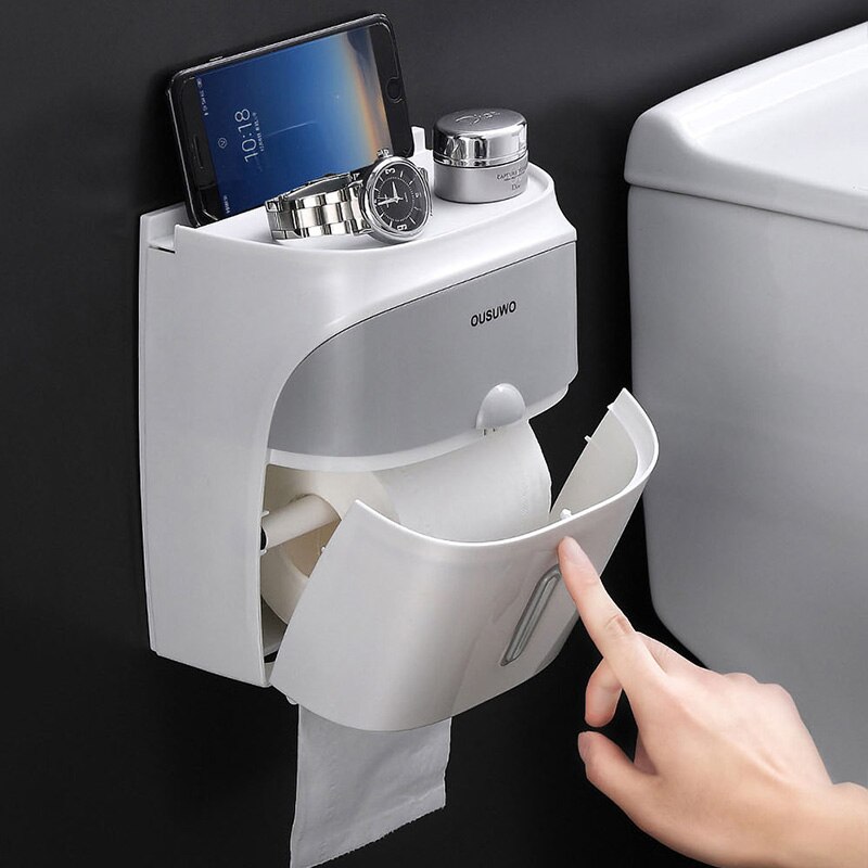 Draagbare Toiletpapier Houders Dubbele Wc Wandcloset Papierrol Stand Case Buis Opbergdoos Thuis Badkamer Accessoires Set