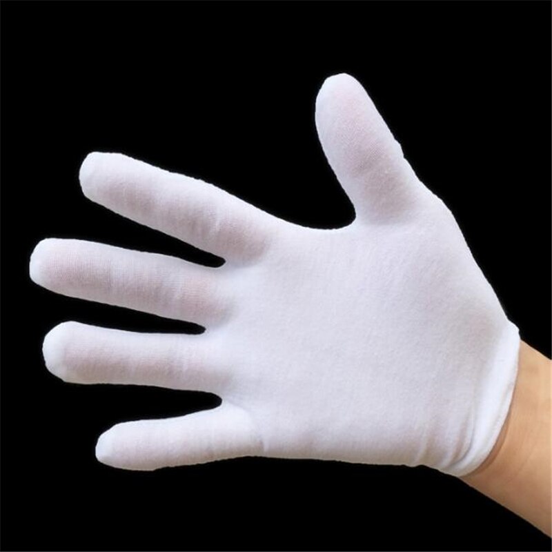 12 Paren/pak Home Dust Cleaning Handschoenen Mannen Vrouwen Unisex Handschoenen Witte Katoenen Handschoenen Volledige Vinger Handen Protector