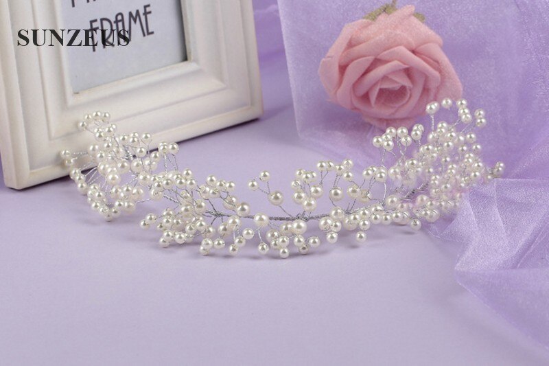 High Quality Pearl Crown CZ Tiara Bridal Hairband Wedding Hair Accessories