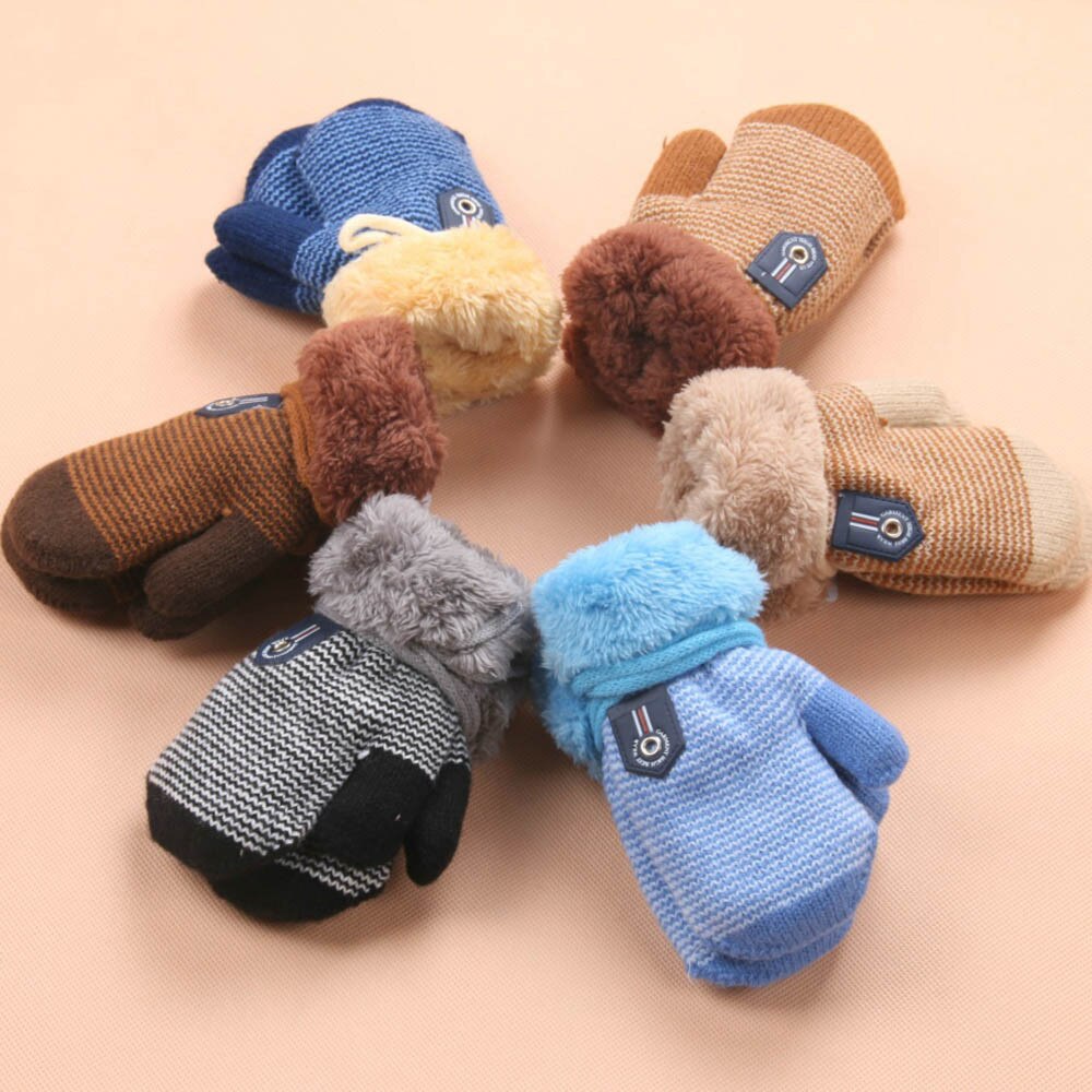 Guantes de punto de invierno para bebés, niños y niñas de 0 a 3 años, Guantes con dedos completos de cuerda cálida, accesorios para recién nacidos