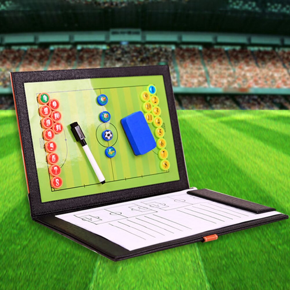 Presse-papiers magnétique portable en cuir pu, entraînement de coaching, tableau tactique de football, guidage étanche, pliable, souple avec stylo de football