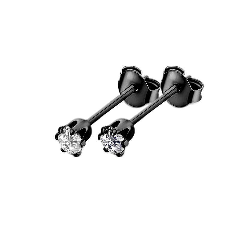 Pendientes de aro Punk negros de acero inoxidable para hombres y mujeres, pequeños colgantes de Cruz redonda de , accesorios de joyería, pendientes: Zinc negro plateado