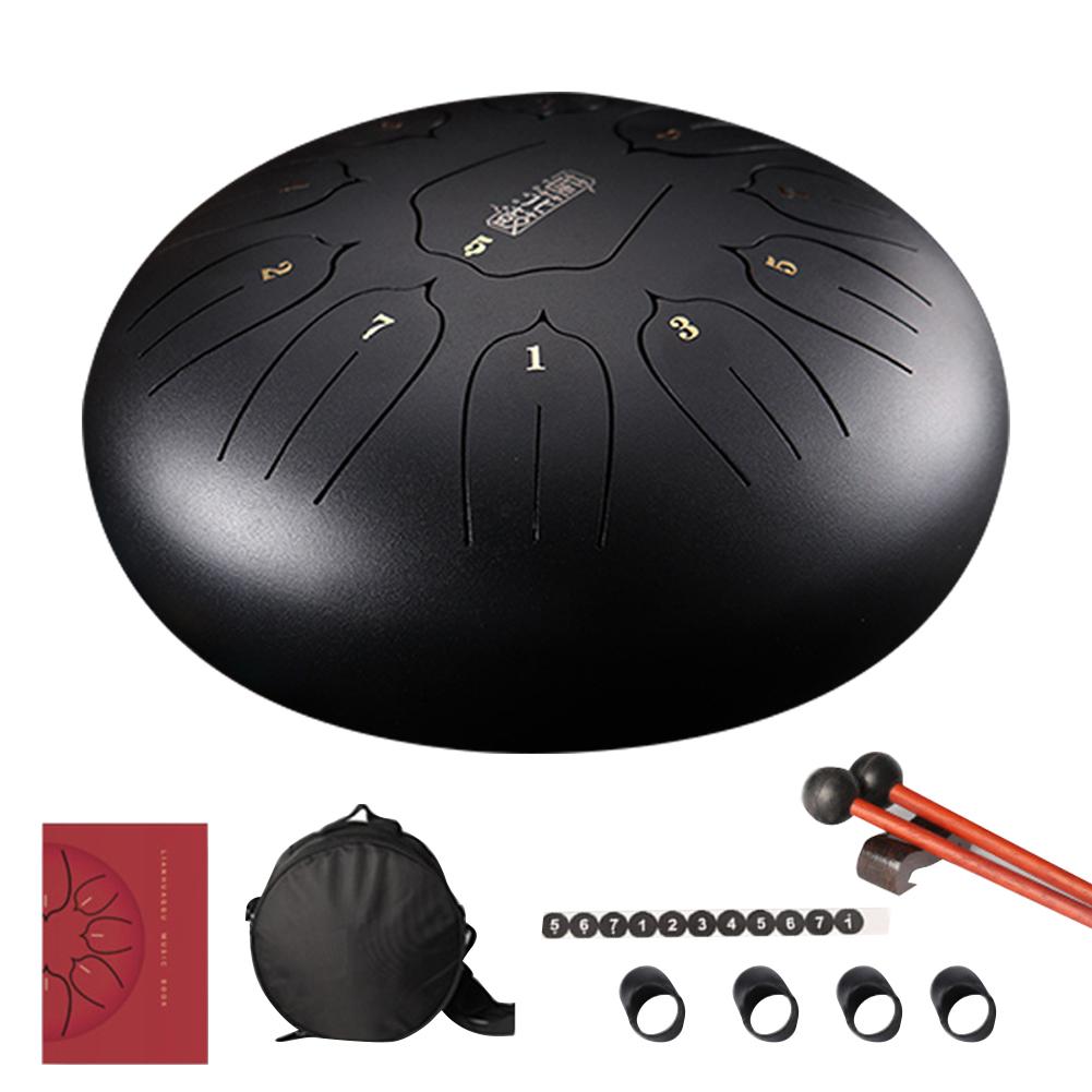 12 zoll Mini Trommel 11 Tone Stahl Zunge Trommel Handpan Instrument Mit Padded Trommel Tasche Und EIN Paar Von Schlägel musical Instruments: Black