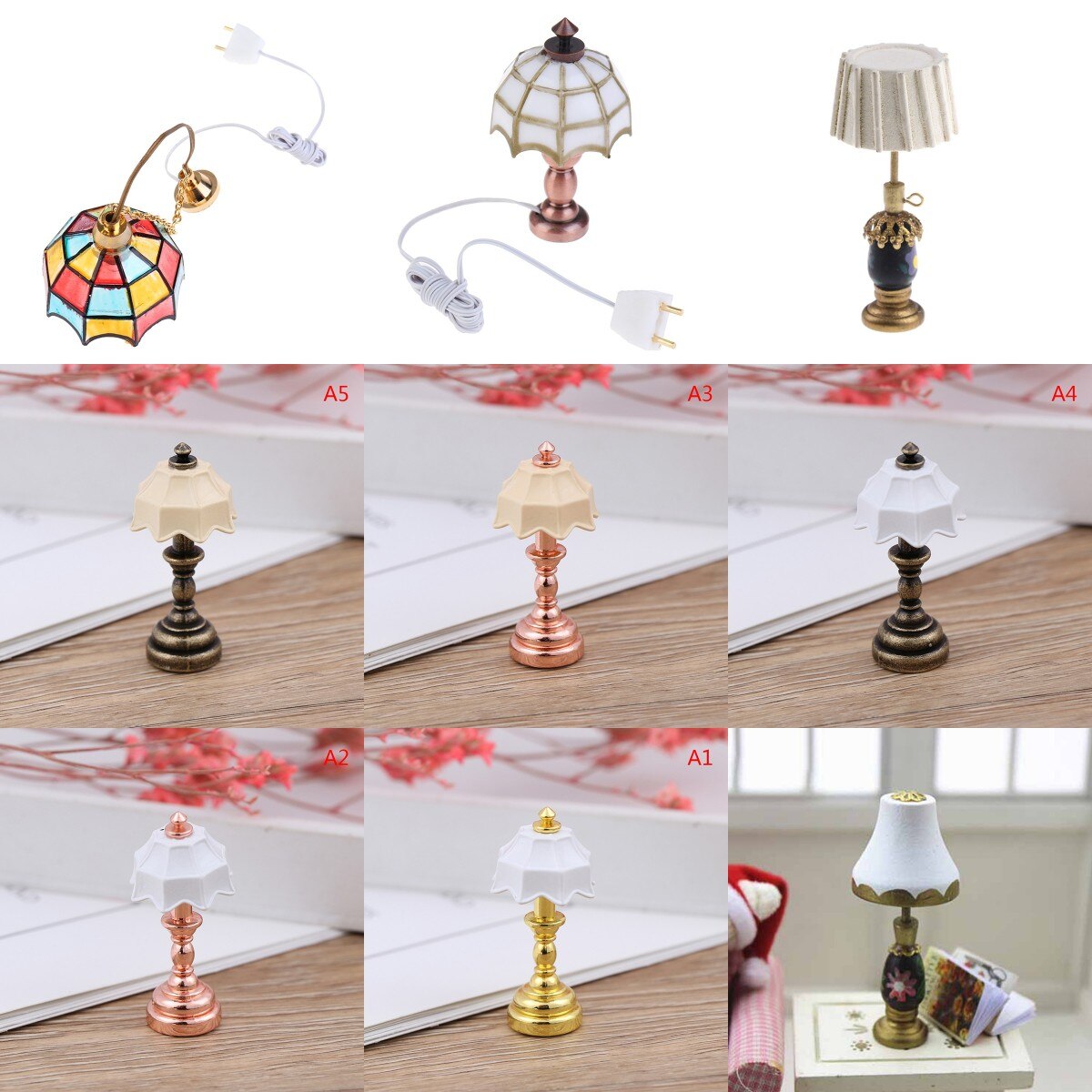 Lamp Miniatures Dollhouse Toy Miniature 1:12 Table Lamp Doll House 1/12 Scale Miniatures Accessories Mini Multi Styles