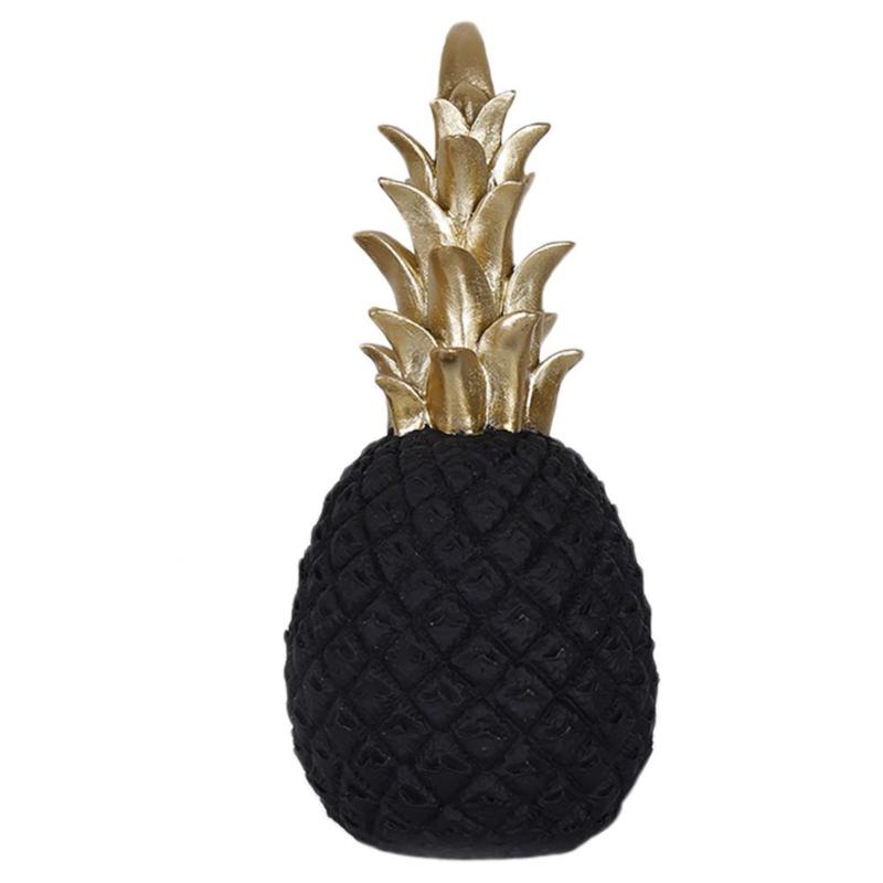 Piña dorada de resina de estilo nórdico, decoración del hogar, sala de estar, gabinete de vino, escaparate, artesanía, mesa lujosa, decoración del hogar, accesorios: Black / 15x7cm