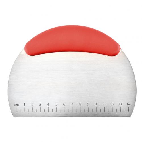 Stainless Steel Pizza Dough Grill Scraper Cutter Kitchen with Scale Baking Tool: Red