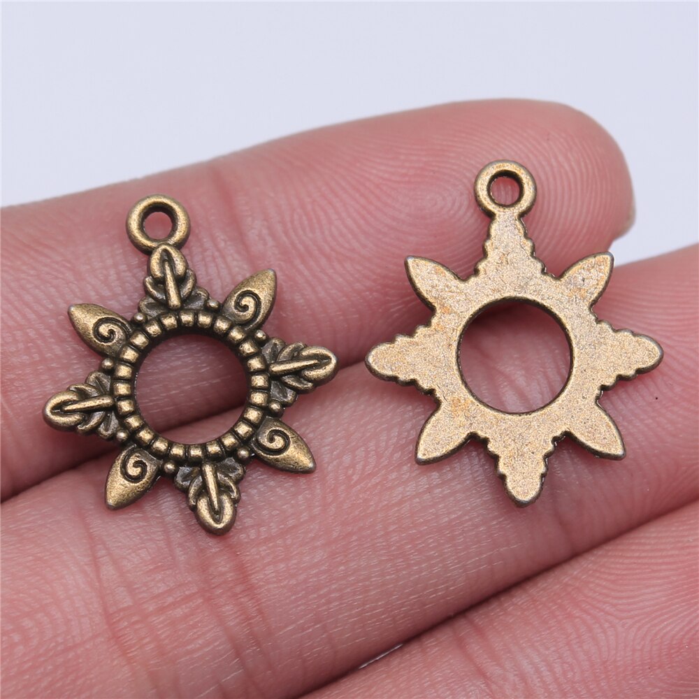 WYSIWYG 10pcs 22x18mm 3 colores de oro antiguo Color de plata antiguo bronce sol encantos colgante sol encantos para la fabricación de la joyería: Bronce antiguo plateado