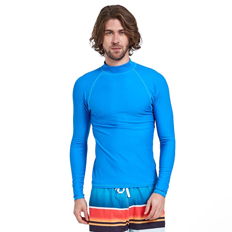 The tops mand strand solbeskyttelse dykning surfing dragt mandlig langærmet slim-fit svømme t shirt leggings mænd upf 50 badetøj: Himmelblå / Xxl