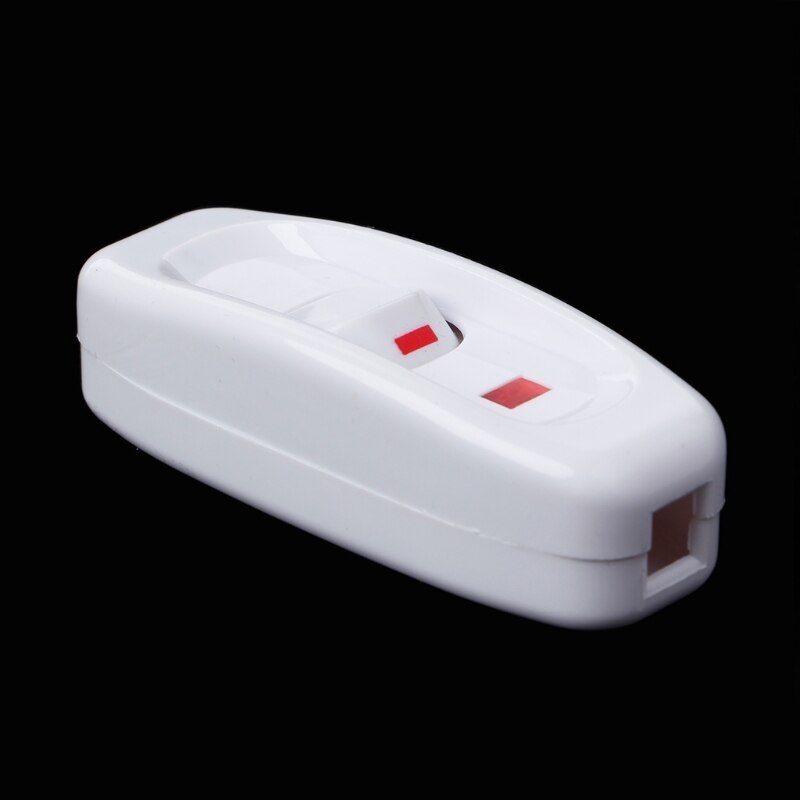 Compact White Plastic In-line Cord Light Lamp Switch 10A 250V with LED Indicator