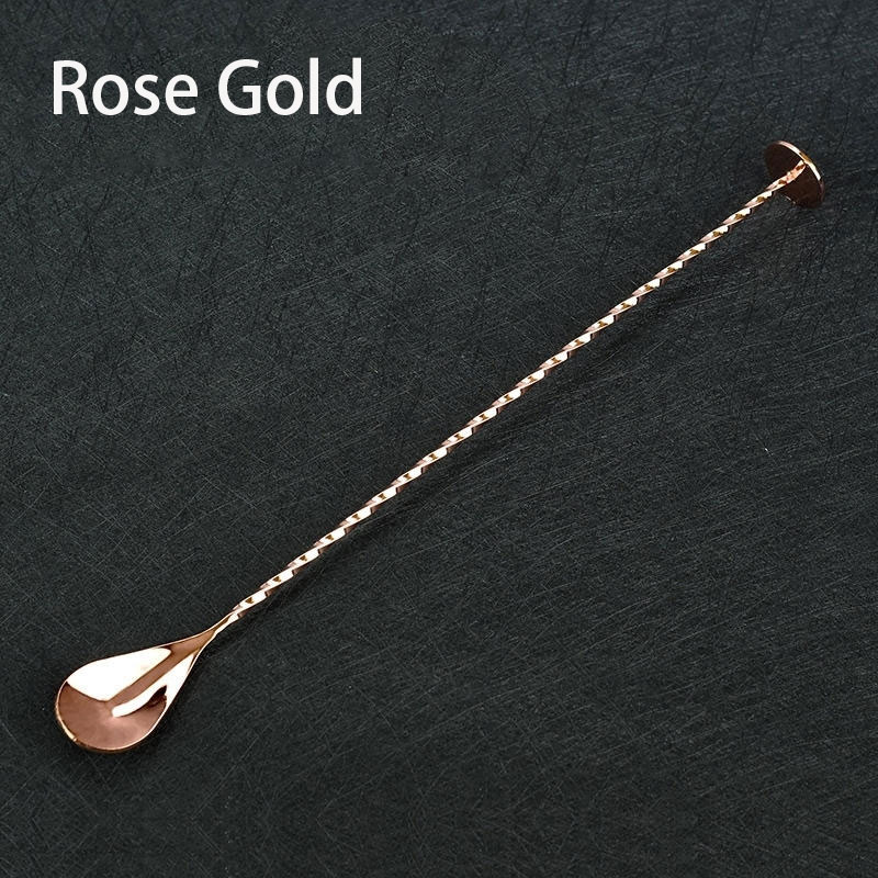 Blande cocktail ske rustfrit stål røremaskine spiral mønster plating snoet langt håndtag cocktail røre bartending bar ske
