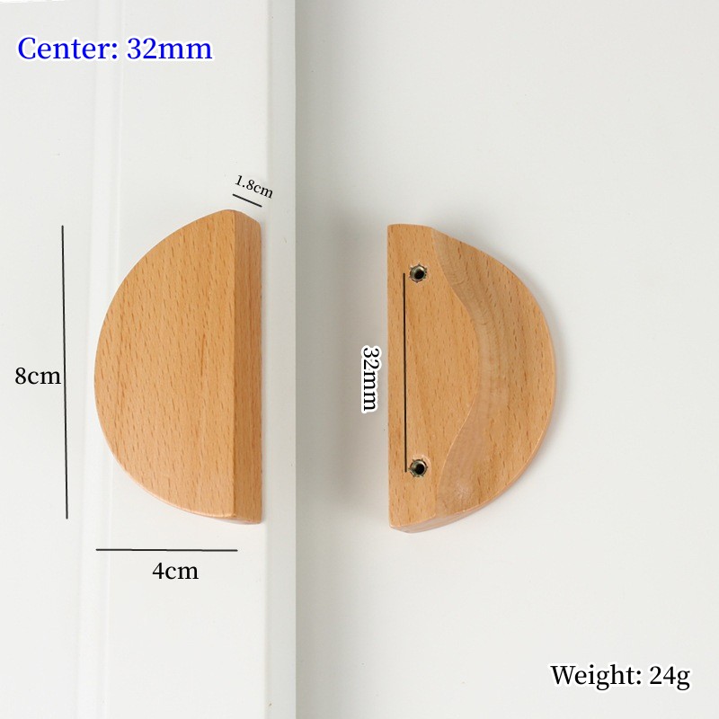 Pohjoismaiset puiset kaapin vetimet, suuret puoliympyrän muotoiset puuhuonekalujen oven vetimet, mustapähkinäiset vaatekaapin vetimet, puolikuun muotoiset puiset vetimet: Vihreä