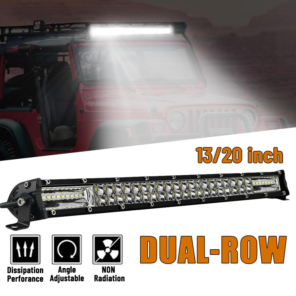 13 inch/20 inch Ultra Slim LED Light Bar Dual Row Spot Flood Combo Fog Off-road Front Bumper Center Grid Roof Modified Spotlight