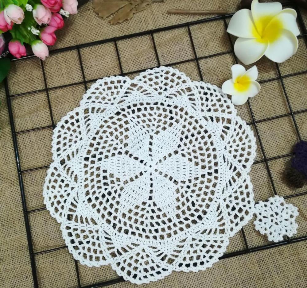 Beautiful Placemats Dining Cup Mat Coasters Table Mats Crochet Doilies Kitchen Table Plate Pad 30cm Round Wedding Placemat