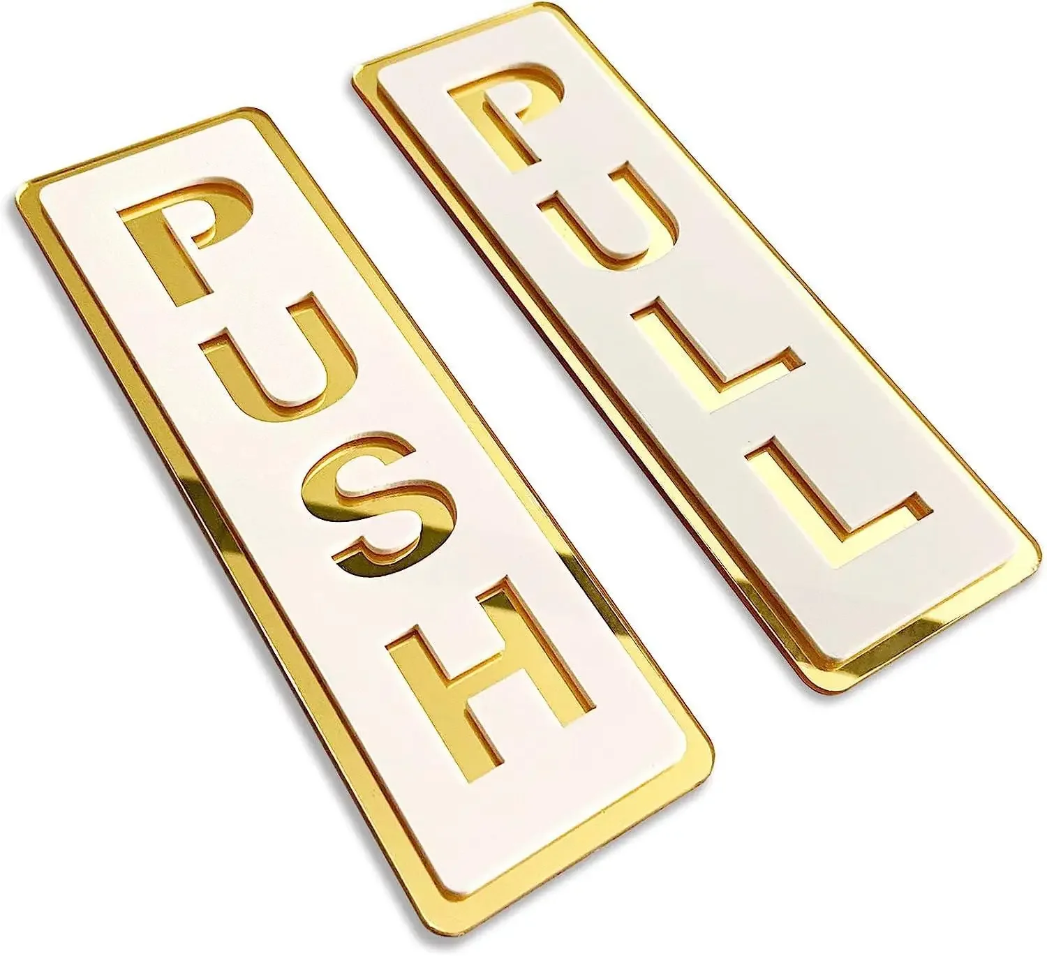 Señal de puerta de empuje y tracción, pegatinas de pared de espejo 3D, letras, calcomanía de símbolo de empuje y tracción para tienda, Hotel, restaurante, cafetería, banco, centro comercial, decoración: Negro