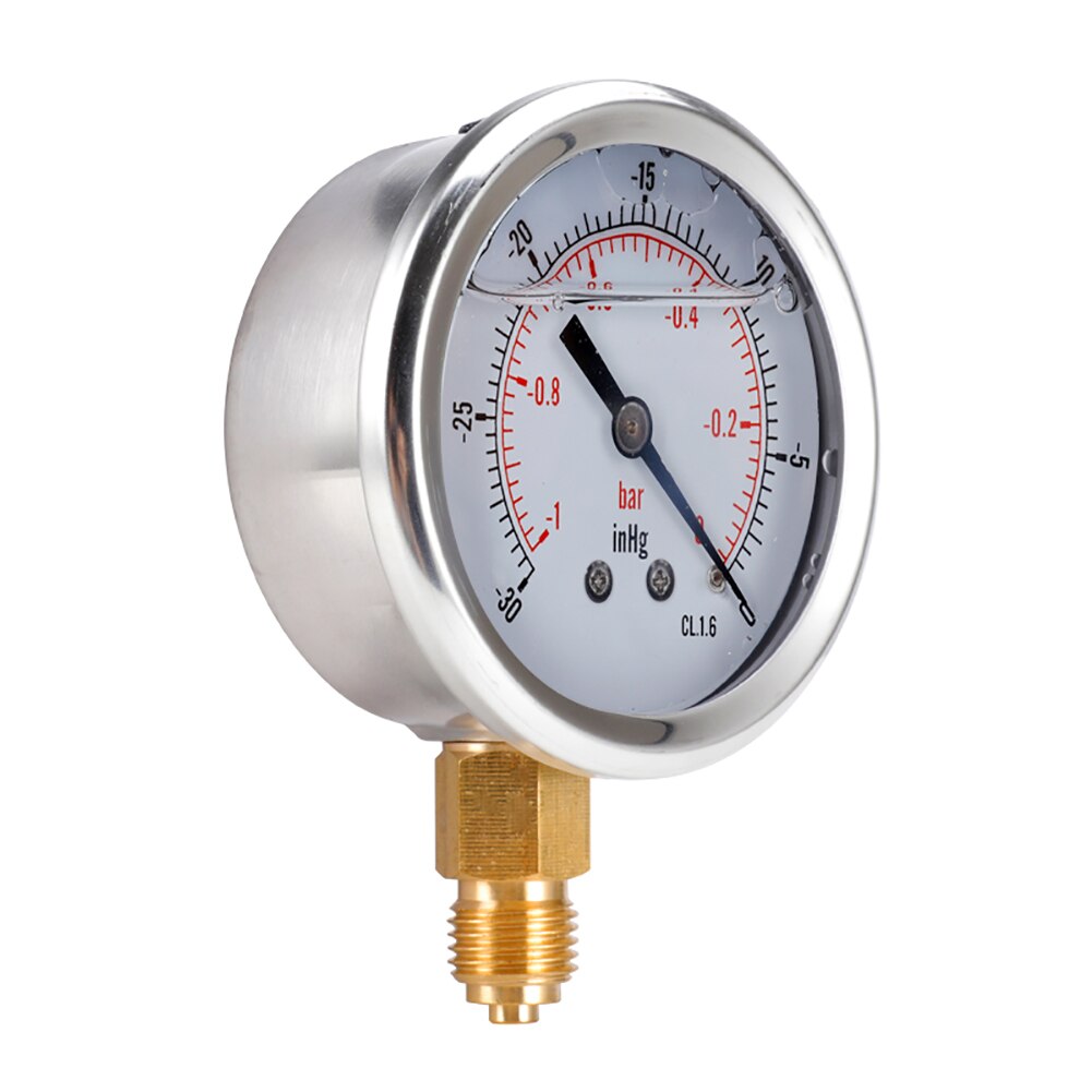 1/4bsp Radial Vacuum Air Pressure Meter High Precision Barometer -1-0bar,-30-0inhg Air Compressor Tester Water Pressure Meter