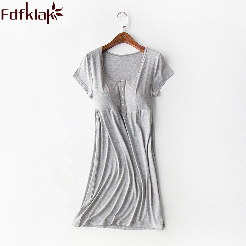 Fdfklak-robe de nuit Modal | Tenue de nuit pour infirmières, robes d'été pour femmes enceintes, vêtements de nuit pour soins infirmiers, vêtements de nuit F239