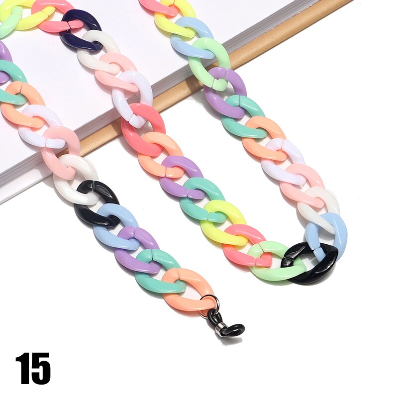 Mode Acryl Candy Kleur Zonnebril Kettingen Glazen Ketting Bandjes Ketting Chunky Lanyards Unisex Hals Brillen Strap: 15