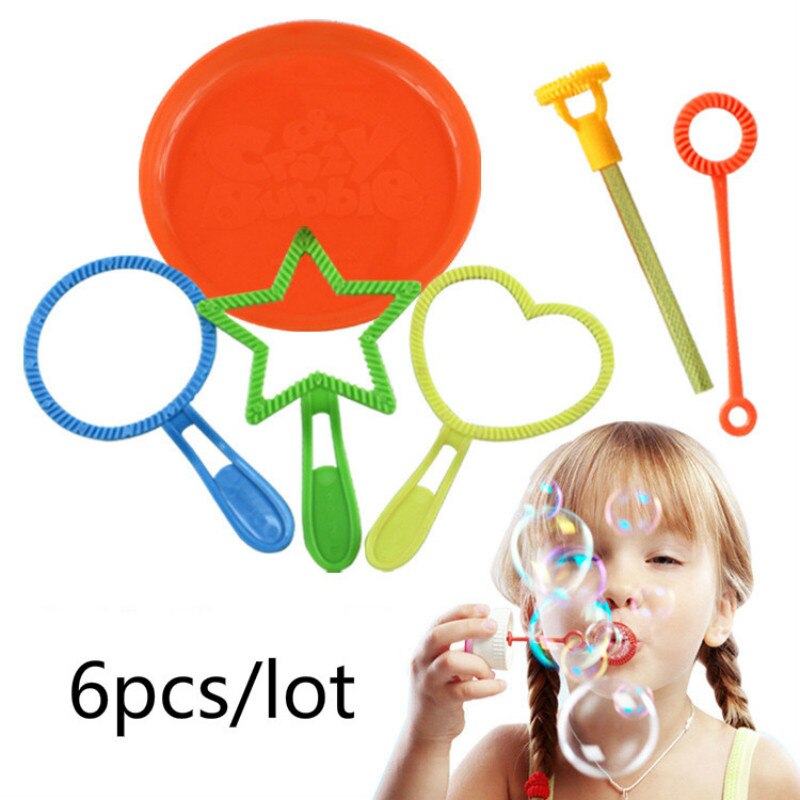 6 stk / sæt børn vandblæsende legetøj udendørs sjov sport sæbe blæser boble horn koncentrat stick bakke børn legetøjssæt