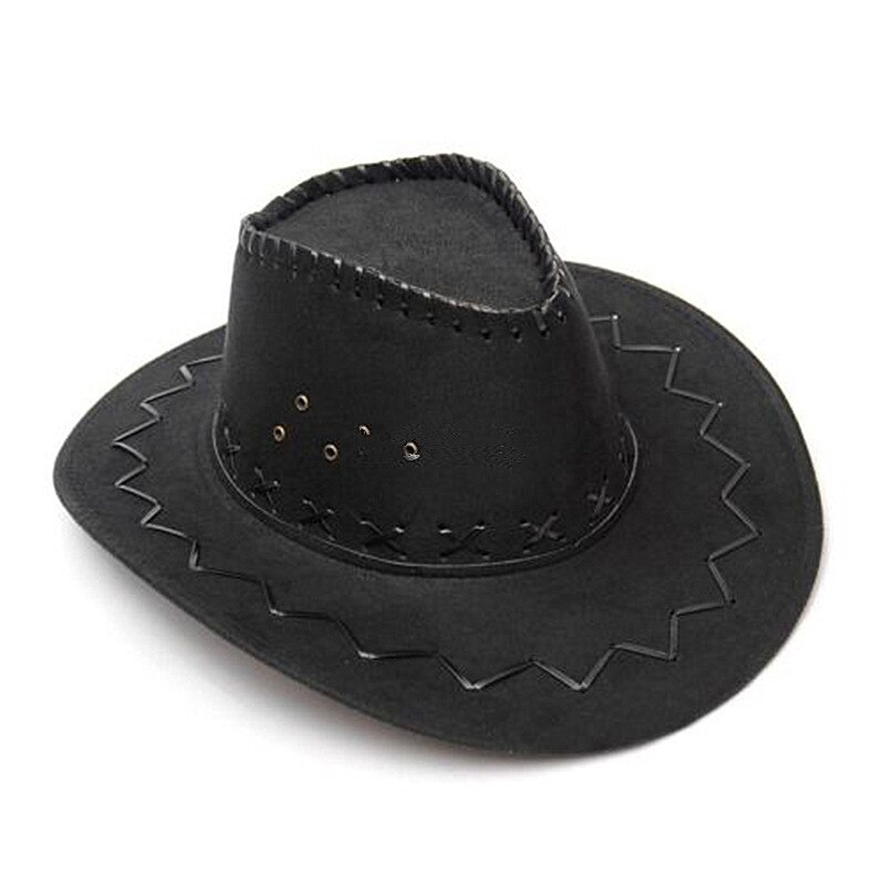 Western cowboy hat billig pris cowboy hat til gentleman cowgirl jazz kasket med gentleman ruskind sombrero kasket: Sort
