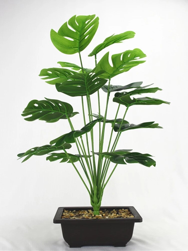Hoja de palma Tropical de imitación de tortuga, Planta Artificial, decoración de playa de jungla para hawaiana