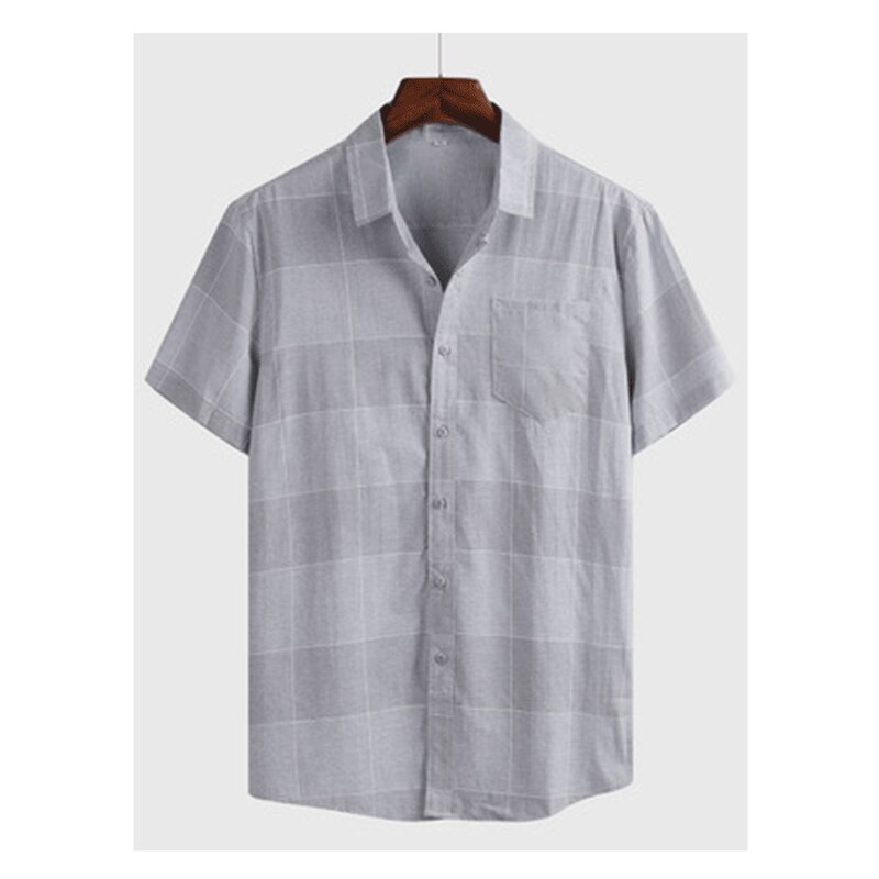 Summer Men's Plaid Short-sleeved Shirt Casual Clothing Plus Size Camisas Para Hombre