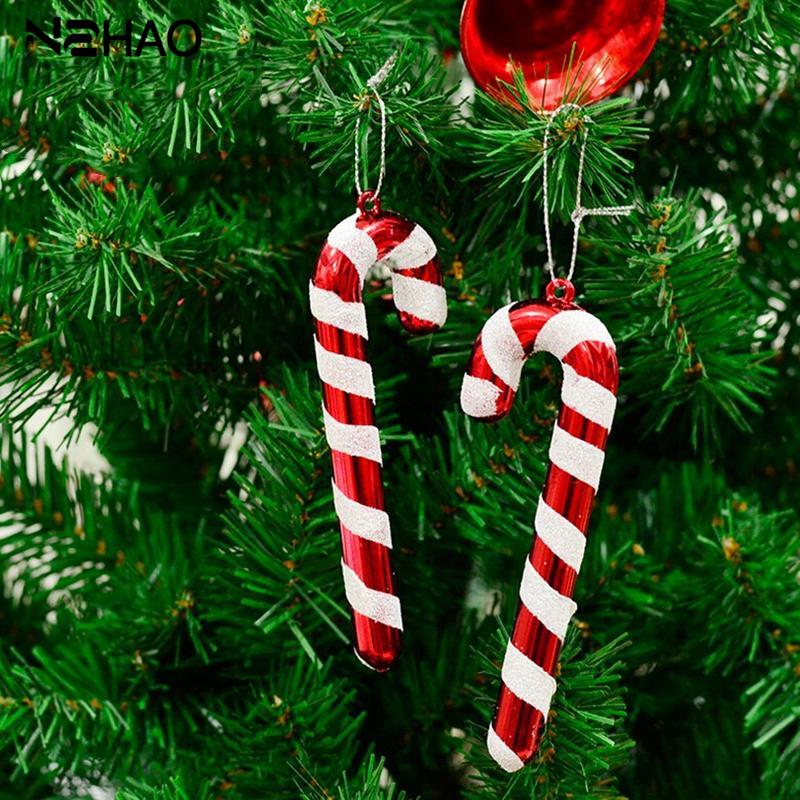 6 stk / pakke til år xmas fest børn xmas hængende slik sukkerrør juletræ ornamenter krykke vedhæng indretning