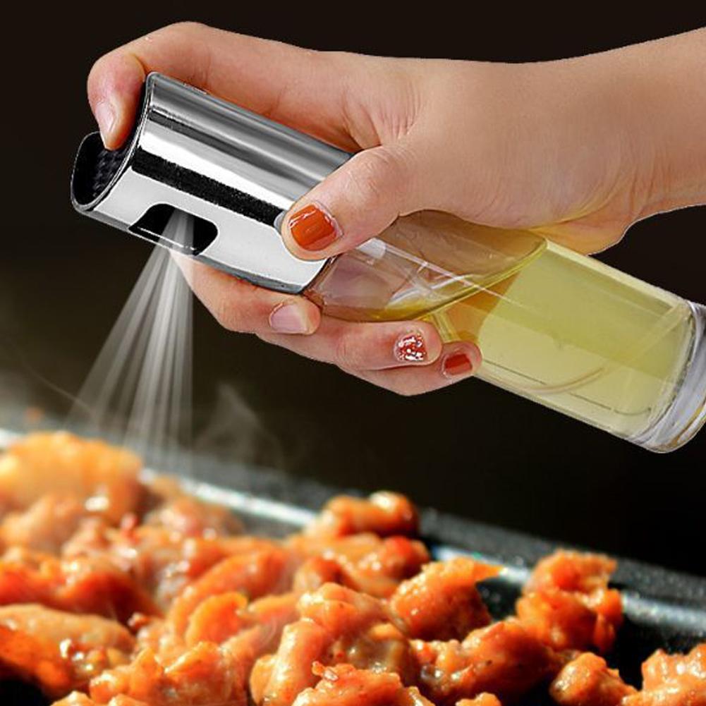 Olivenolie sprøjte køkken glas olie spray flaske rustfrit stål pumpe olie gryde lækagesikre dråber olie dispenser bbq madlavningsværktøj