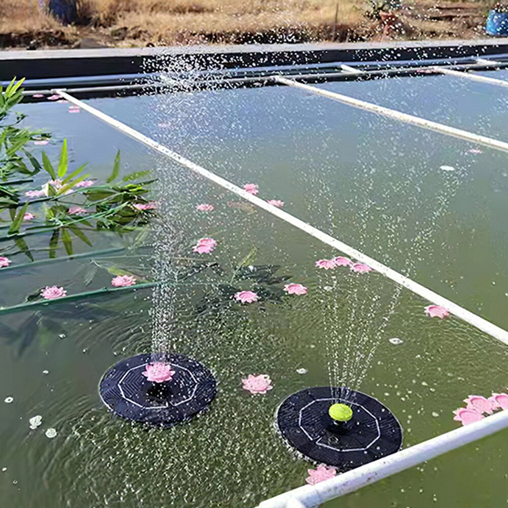 1.4W Solar Fontein Met 5 Sprinkler Nozzles Solar Pomp Powered Fontein Vogel Bad Fontein En 1 Overbrengen Hoofd Hoge power