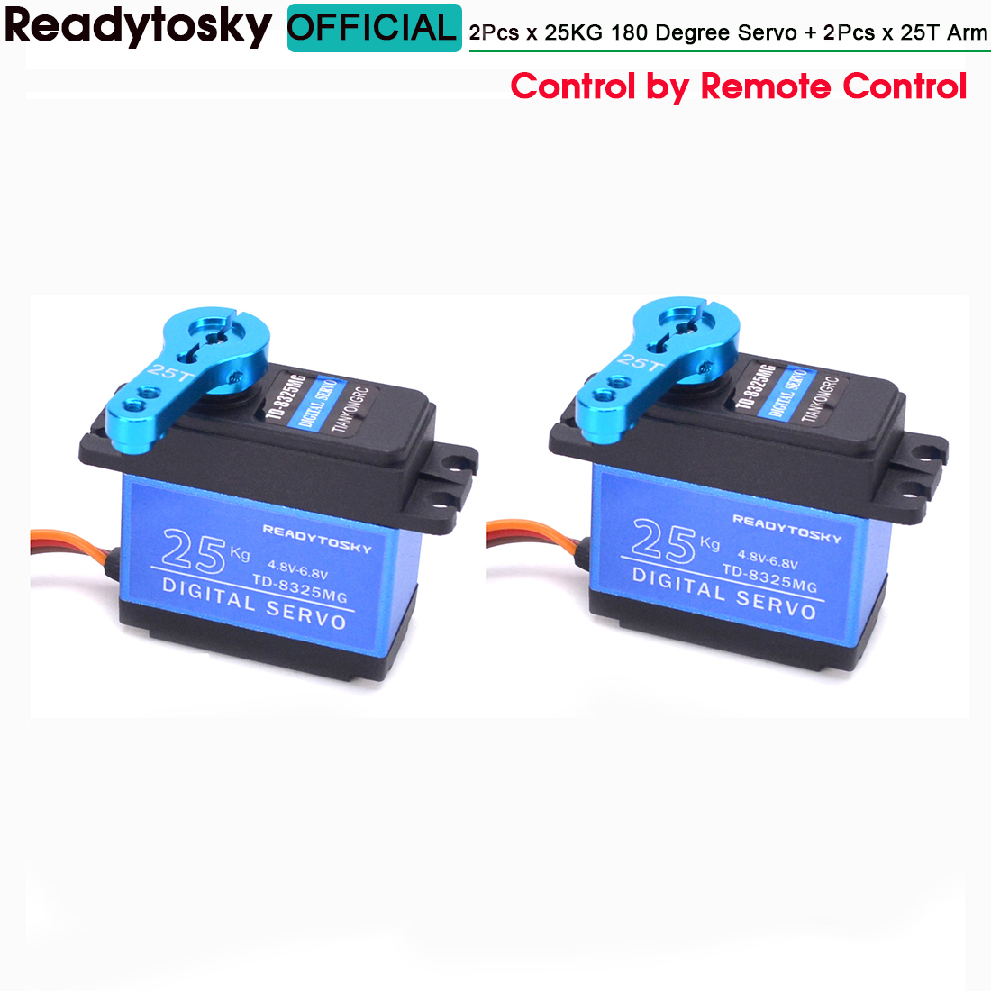 20kg TD8120MG / 25kg TD8325MG Hohe Drehmoment Kernlosen Motor Servo Wasserdichte Digital 180 Grad Servo control durch Fernbedienung control: 2x25KG  2x 25T Arm