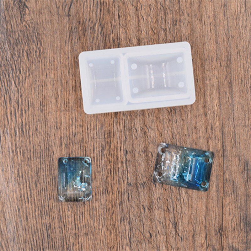 Molde de silicona rectangular DIY para fabricación de colgantes, Molde de resina con agujero JS23