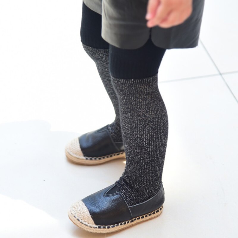 Meias para bebê com glitter, 1 par de meias longas e altas para meninas