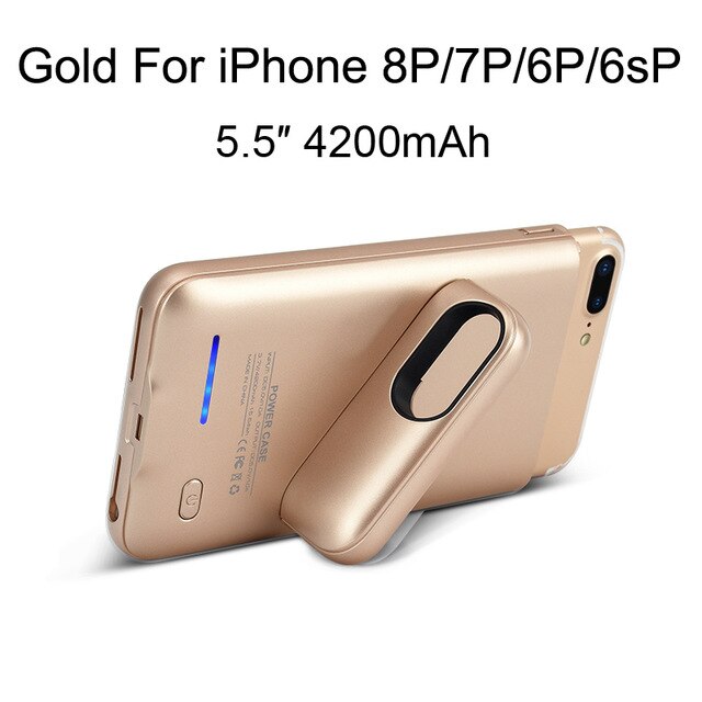 Ultra Thin Magnetic Battery Charger Case For iPhone 6 7 8 Plus External Power Bank Charging Cover For iPhone 7 8 Battery Case: Gold for 5.5 inch