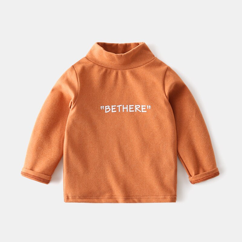 Enfants col roulé chemise garçons lettres épaissi à manches longues T-shirt enfants enfants vêtements automne hiver hauts 2 4 6Y: D / 2T